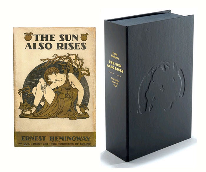 Item #19339 THE SUN ALSO RISES.Custom Collector's 'Sculpted' Clamshell Case. Ernest Hemingway