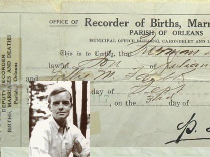 Item #20359 Truman Capote's original Birth Certificate. [ In Cold Blood, Breakfast At Tiffany's....