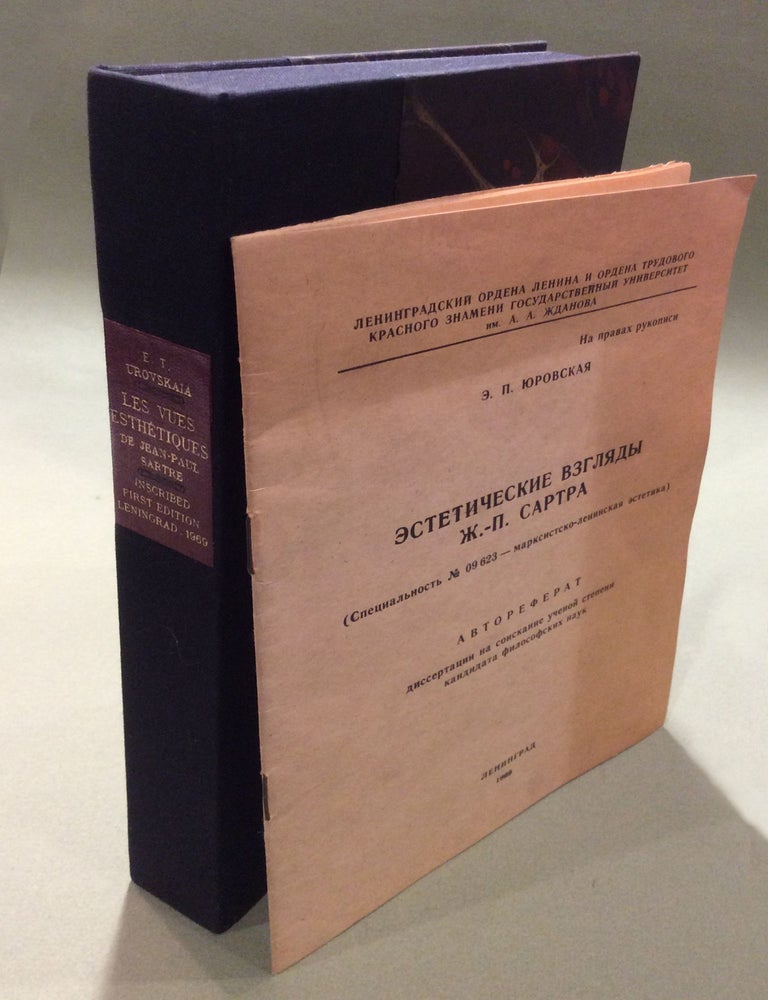 Item #26706 LES VUES ESTHETIQUES DE JEAN-PAUL SARTRE. Signed. Jean-Paul. Urovskaia Sartre, E. T