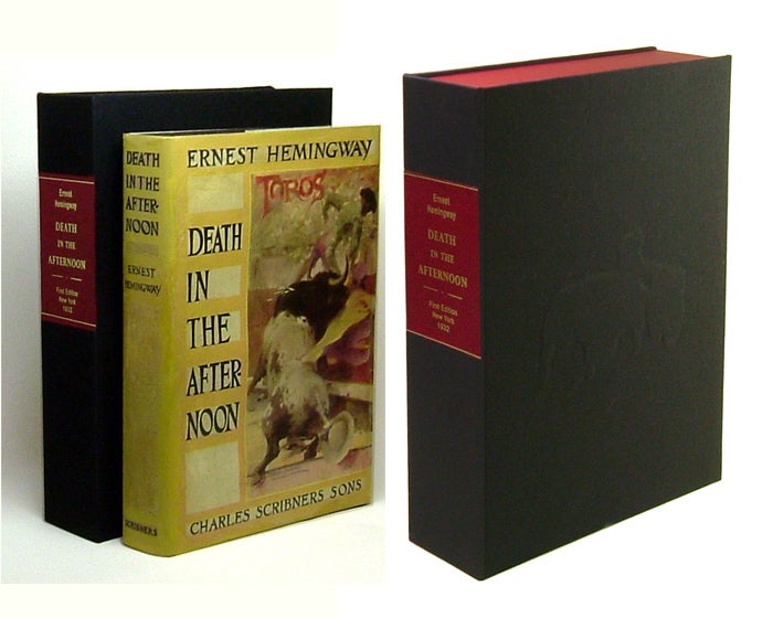 Item #27812 DEATH IN THE AFTERNOON. Custom Collector's 'Sculpted' Clamshell Case. Ernest Hemingway