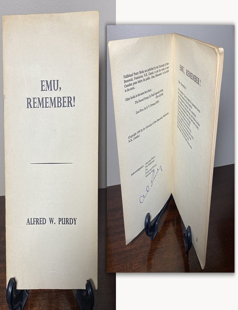 Item #28506 EMU, REMEMBER. Signed. Al Purdy
