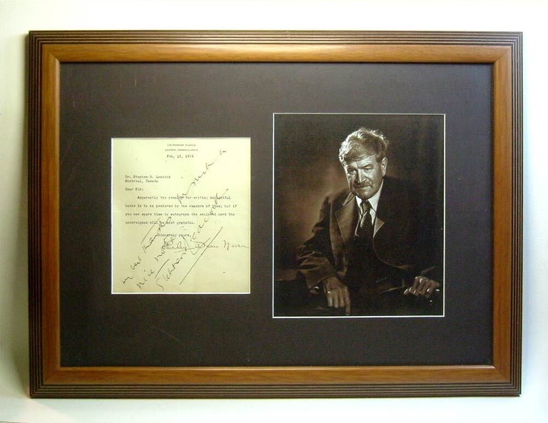 Item #29025 Signed Original Autographed Display. Stephen Leacock