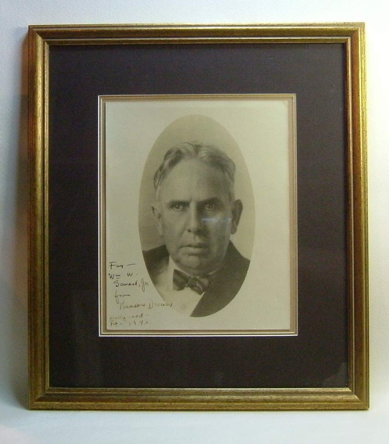 Item #29029 Original Signed & Inscribed Portrait Photograph. Theodore Dreiser.