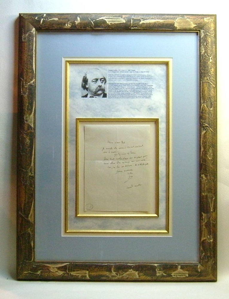 Item #29033 Original Autograph Letter Display. Gustave Flaubert.