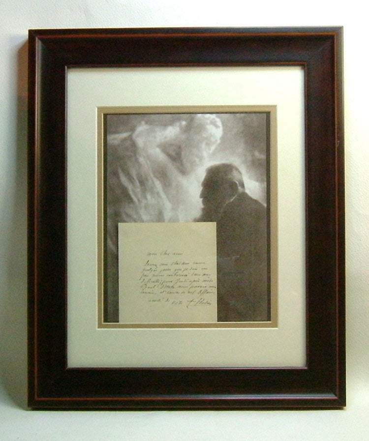Item #29074 Signed Original Autograph Letter Display. Auguste Rodin.