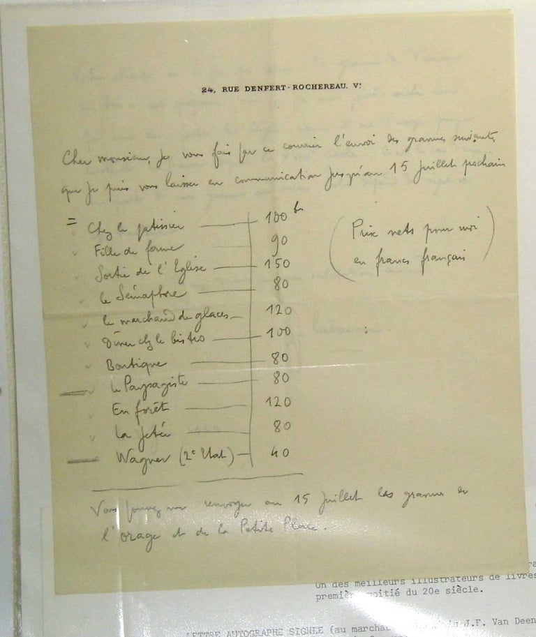 Item #29539 Autographed Letter - 2 Pages. Jean-Émile Laboureur