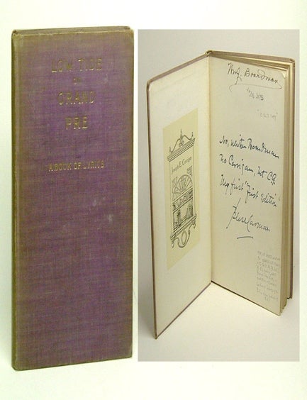 Item #29625 LOW TIDE ON GRAND PRE. A Book of Lyrics. Signed. Bliss Carman