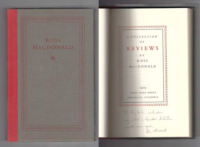 Item #30095 A COLLECTION OF REVIEWS. Signed. Kenneth Millar, Ross Macdonald