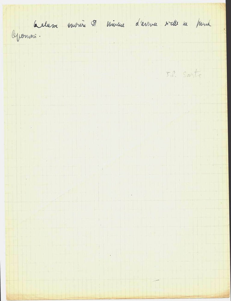 Item #30766 Holograph Quotation. Jean-Paul Sartre