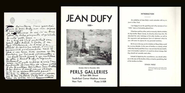 Item #30835 JEAN DUFY. Othon Friesz. als. Jean Othon Friesz Dufy