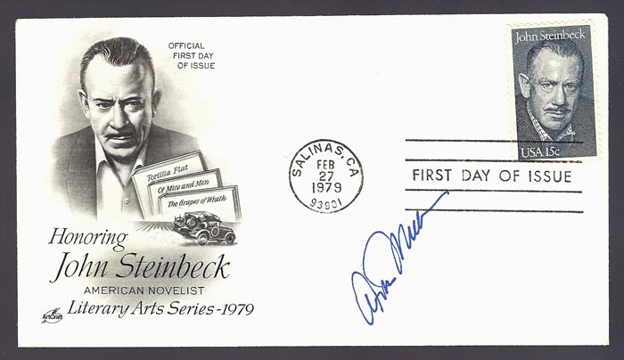 Item #30862 First Day Cover in the Literary Arts 1979 Series. Signed by Arthur Miller in Tribute....