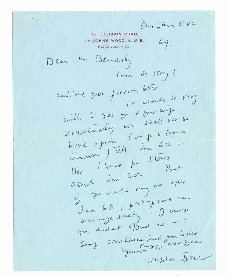Item #30892 Autograph Letter Signed. Stephen Spender