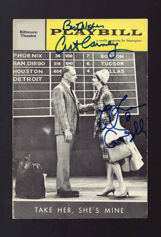 Item #30894 Signed Playbill for TAKE HER SHE'S MINE. Art Carney
