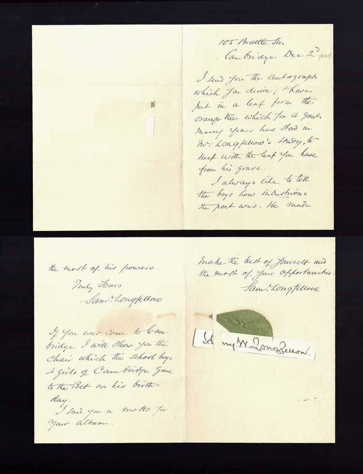 Item #30906 Autograph Letter Signed. Sam Longfellow, Henry Wadsworth Longfellow
