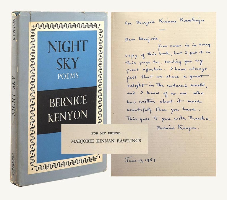 Item #31085 NIGHT SKY. Signed Dedication Copy. Marjorie Kinnan Rawlings, Bernice Kenyon