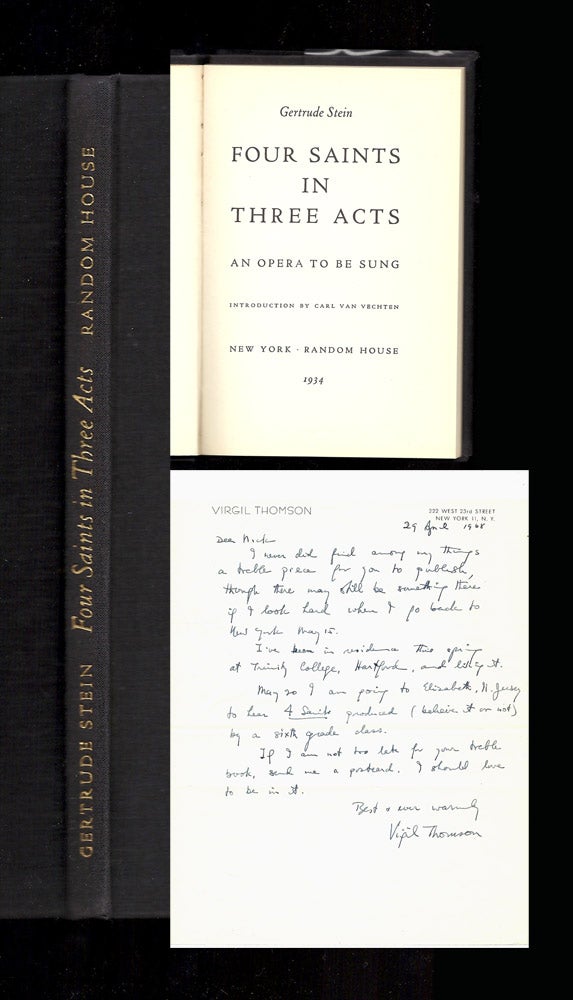 Item #31206 FOUR SAINTS IN THREE ACTS: An Opera to be Sung [by American composer Virgil Thomson]....