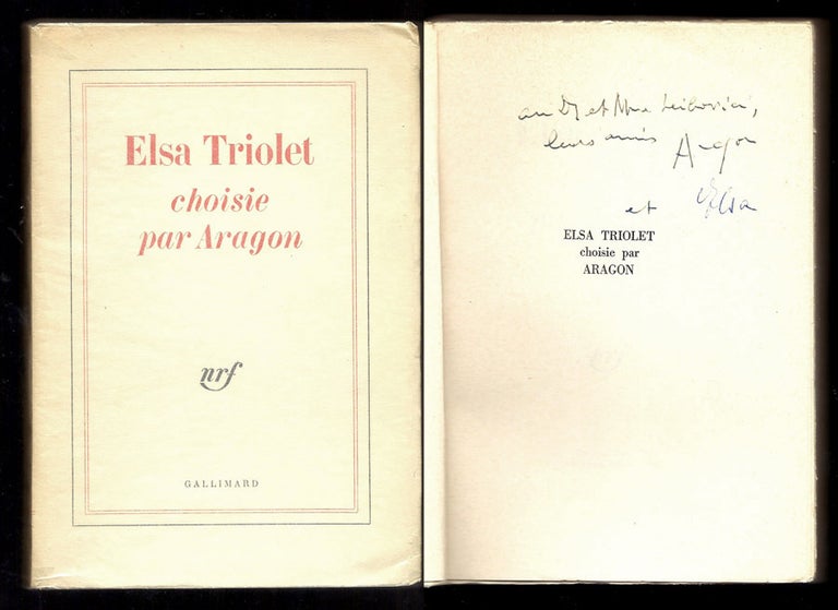 Item #31215 ELSA TRIOLET choisie par aragon. Signé /Signed. Louis Aragon