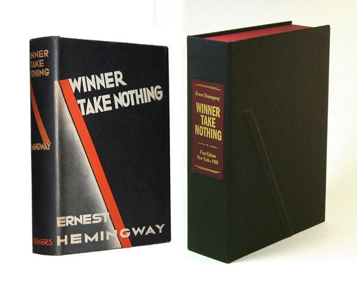 Item #31466 WINNER TAKE NOTHING. Custom Collector's 'Sculpted' Clamshell Case. Ernest Hemingway.