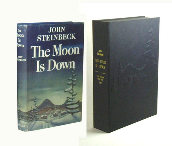 Item #31498 THE MOON IS DOWN. Custom Collector's 'Sculpted' Clamshell Case. John Steinbeck