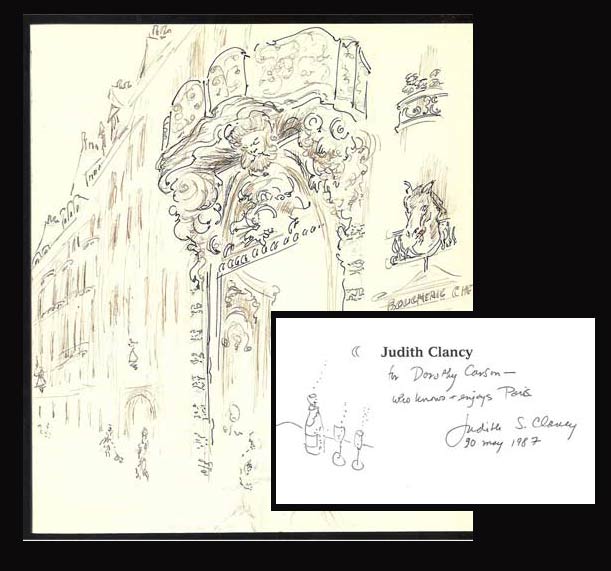 Item #31655 PARIS ALIVE. The Point Of View Of An American. Drawings And Collages. (PARIS VIVANT. Le Point De Vue d'Une Americaine. Dessins et Collages). Signed. Judith Clancy.