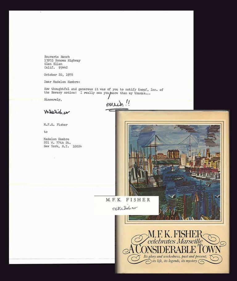 Item #31665 A CONSIDERABLE TOWN. Signed with TLS. M. F. K. Fisher.