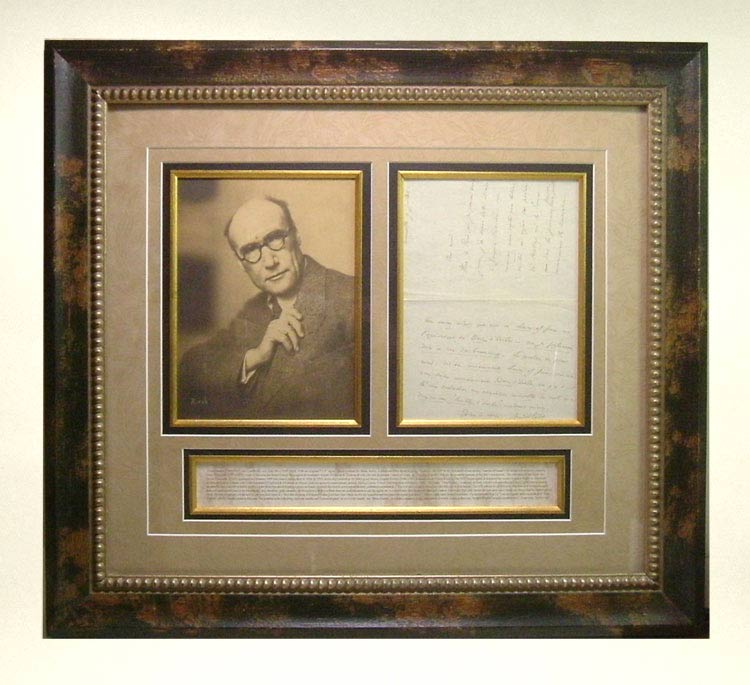 Signed Original Autograph Letter & Photo Display. André Gide, Walt Whitman.