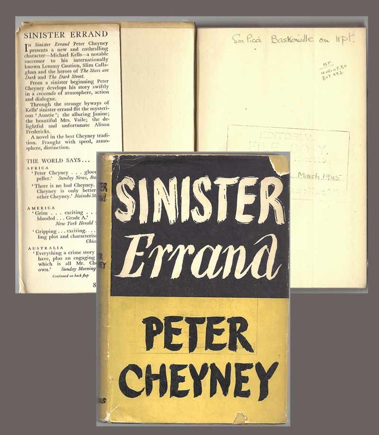 Item #32073 SINISTER ERRAND. Publisher's File Copy. Peter Cheyney.