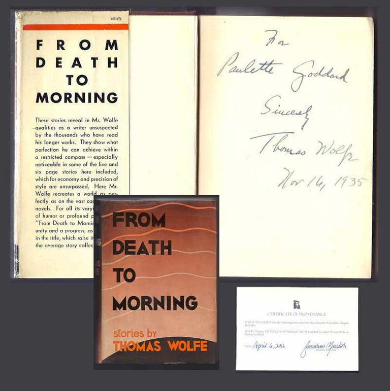 Item #32173 FROM DEATH TO MORNING. Inscribed. Thomas Wolfe