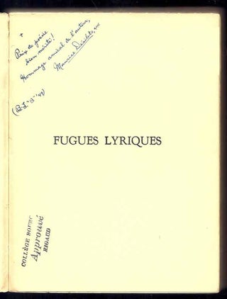 FUGUES LYRIQUES. Inscribed / Dédicacé.