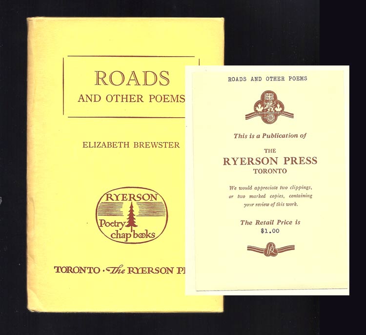 Item #32340 ROADS AND OTHER POEMS. Review Copy. Elizabeth Brewster