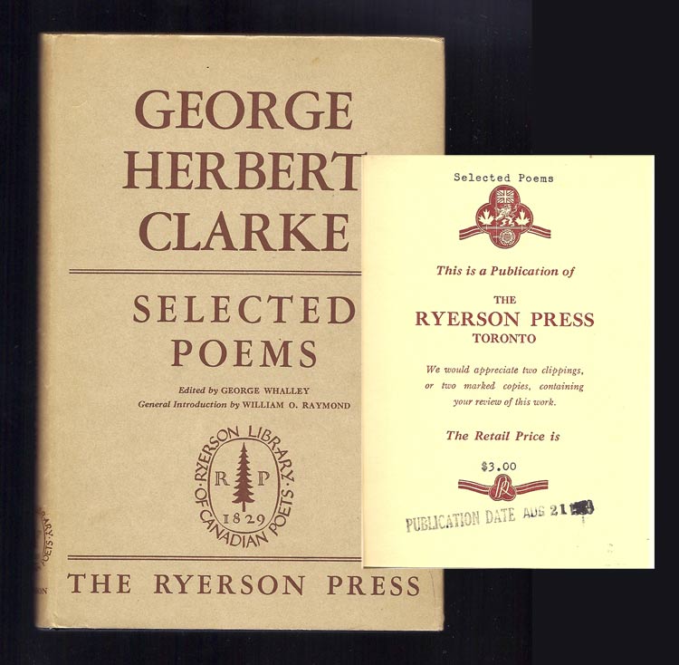 Item #32342 SELECTED POEMS. Review Copy. George Herbert Clarke