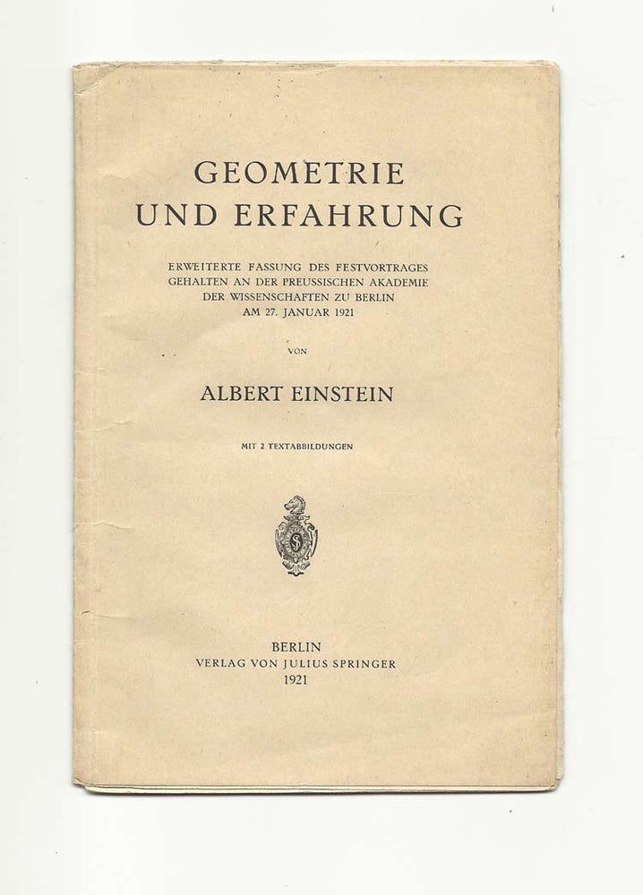 Item #32432 GEOMETRIE UND ERFAHRUNG. [Geometry and Experience] [PP.121-131]. Albert Einstein