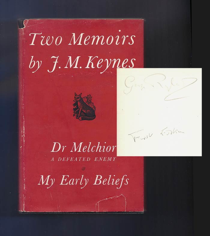 Item #32549 TWO MEMOIRS. Dr. Melchior: A Defeated Enemy And My Early Beliefs. George (Dadie) Ryland's Copy. John Maynard Keynes.