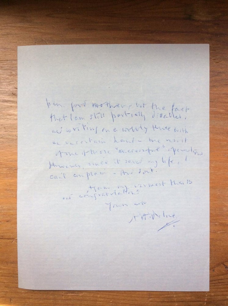 Item #32936 Autographed Letter, October 18, 1953. A. A. Milne