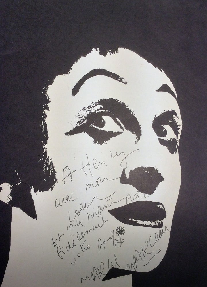 Item #32967 Marceau, Marcel. [Henry Miller]. Autographed & Illustrated Letter Signed. [SMILE AT THE FOOT OF THE LADDER]. Marcel Marceau, Henry Miller.
