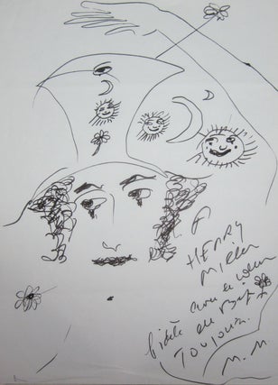Marceau, Marcel. [Henry Miller]. Autographed & Illustrated Letter Signed. [SMILE AT THE FOOT OF THE LADDER]