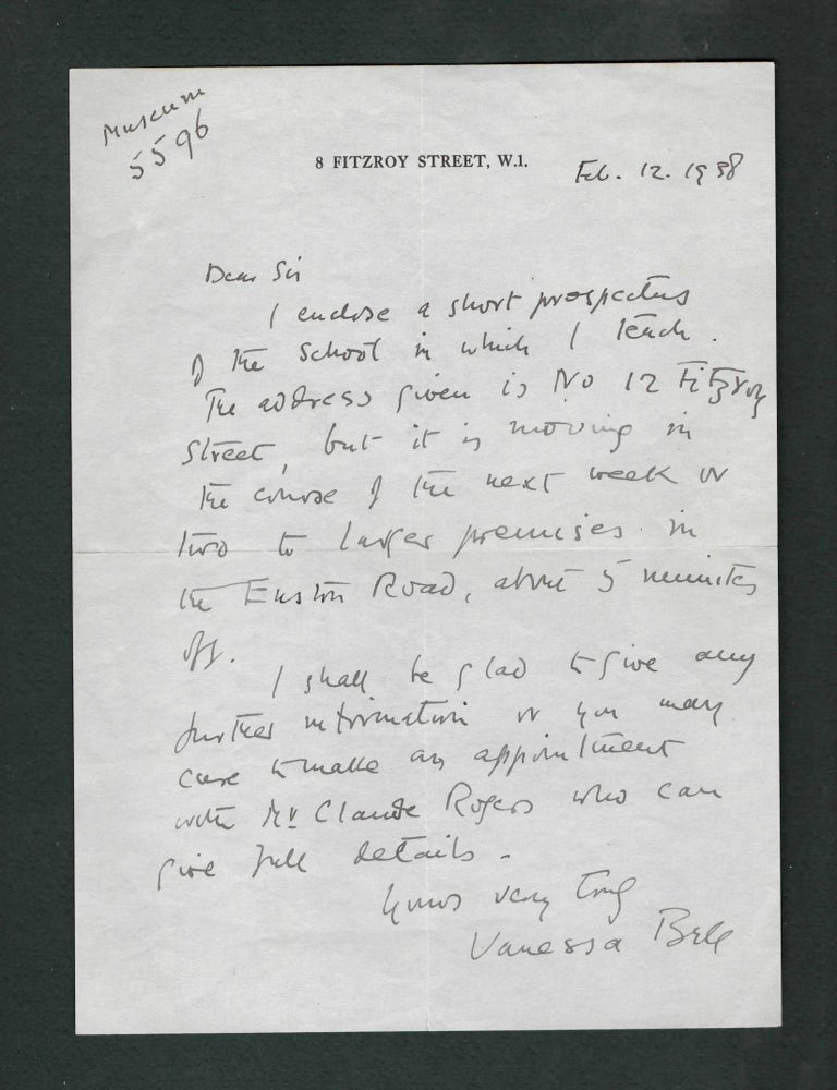 Item #33079 Autograph letter signed (ALS). Vanessa Bell