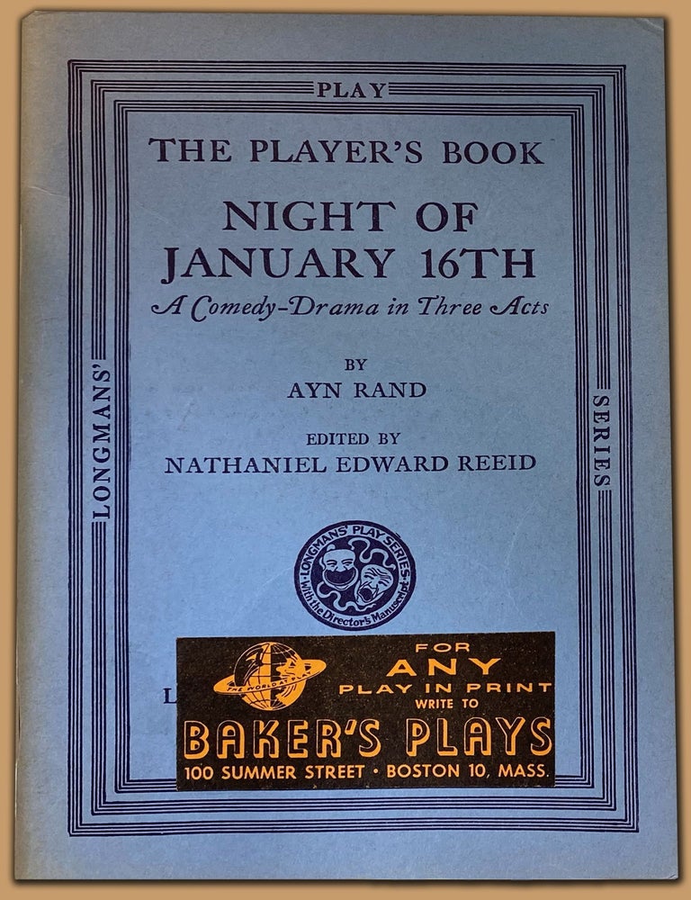 Item #33083 NIGHT OF JANUARY 16TH a Comedy-Drama in Three Acts. Ayn Rand