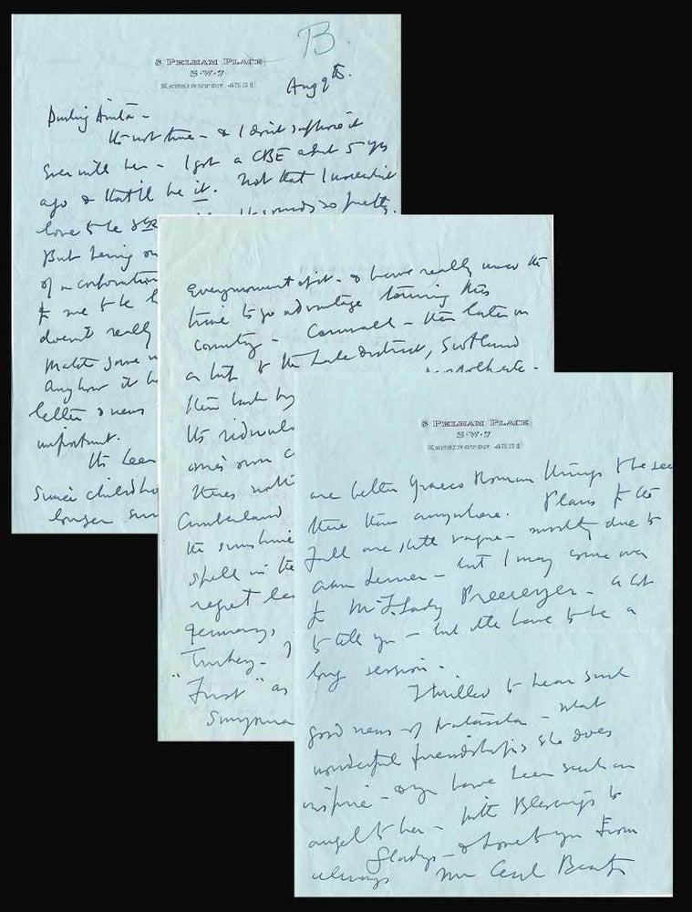 Item #33092 ALS August 9th c.1977 (Beaton mentions in the letter he received his CBE about 5...