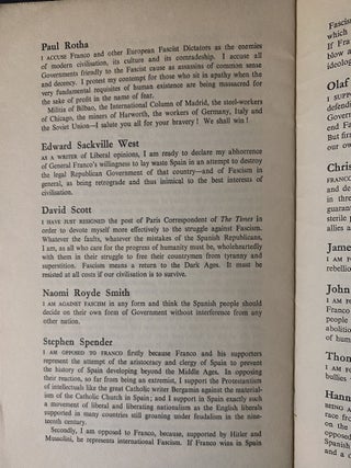 AUTHORS TAKE SIDES ON THE SPANISH WAR - Rare Pamphlet