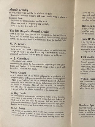 AUTHORS TAKE SIDES ON THE SPANISH WAR - Rare Pamphlet