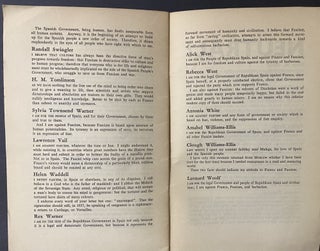 AUTHORS TAKE SIDES ON THE SPANISH WAR - Rare Pamphlet