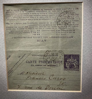 Original Autograph Letter to Francis Carco