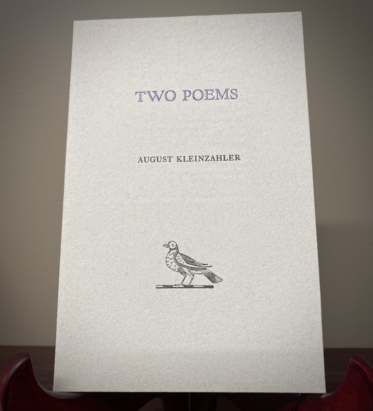 Item #33377 TWO POEMS. August Kleinzahler