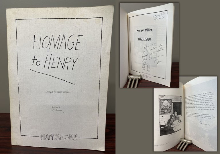 Item #33418 HOMAGE TO HENRY. Inscribed. Henry Miller, Jim Haynes