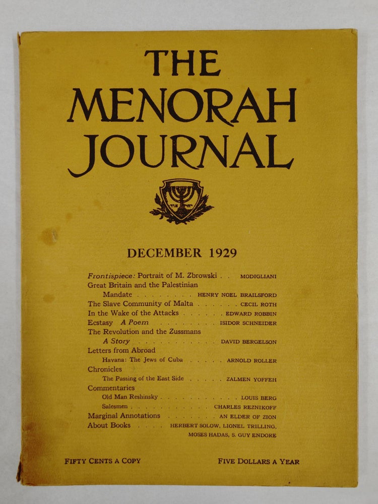 Item #33433 SALESMEN. - A commentary in "THE MENORAH JOURNAL". Vol. XVII No. 3. Charles...