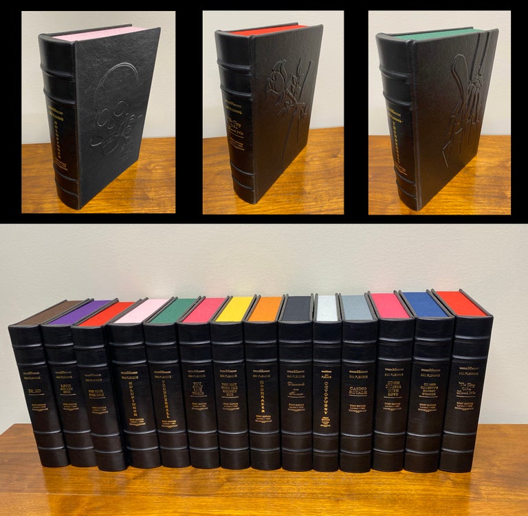 Item #33440 A COMPLETE SET OF 14 FLEMING / BOND 007 NOVELS Custom Clamshell Cases in LEATHER. No...