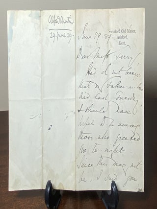 LOVE'S WIDOWHOOD AND OTHER POEMS WITH 4 page ALS Signed by Alfred Austin with ownership signature of Ellen Terry.