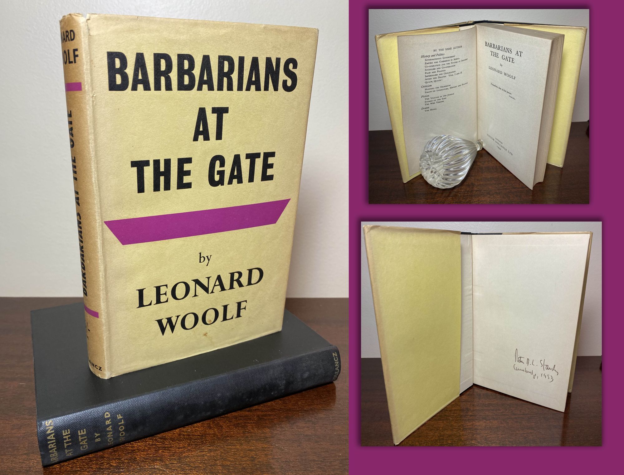 Woolf, Leonard. [Peter Stansky] - Barbarians at the Gate. - Peter Stansky's Copy