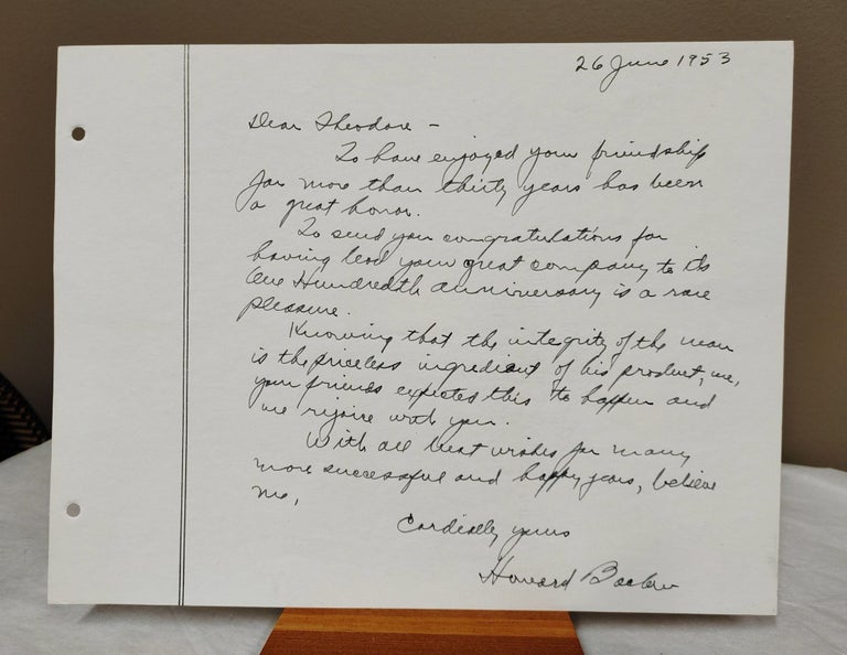 Item #33533 Signed tribute by Howard Barlow to Steinway & Sons. Howard Barlow